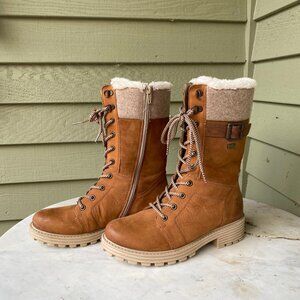 Remonte Almost New Brown Suede Fall and Winter Boots Lace Up with Zipper